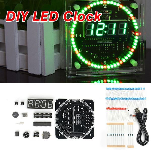 DIY DS1302 Rotating LED Electronic Digital Clock Kit 51 SCM Learning Board 5V