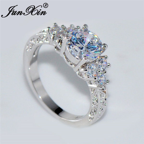 5.80/ct Lab diamond White Sapphire Wedding Ring 10KT White Gold Jewelry Fashion