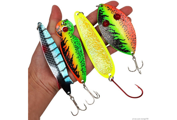 5PCS Metal Fishing Lure Sequins Spoons with Hard Bait For Sea Lake Lure Tool for Saltwater Freshwater Trout Bass Salmon Fishing WYMAODAN Fishing Lures Set