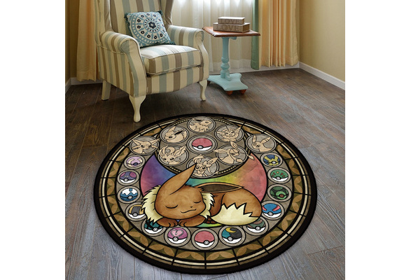 Pokemon Go Eevee Circle Anime Velboa Floor Rug Carpet Room Doormat