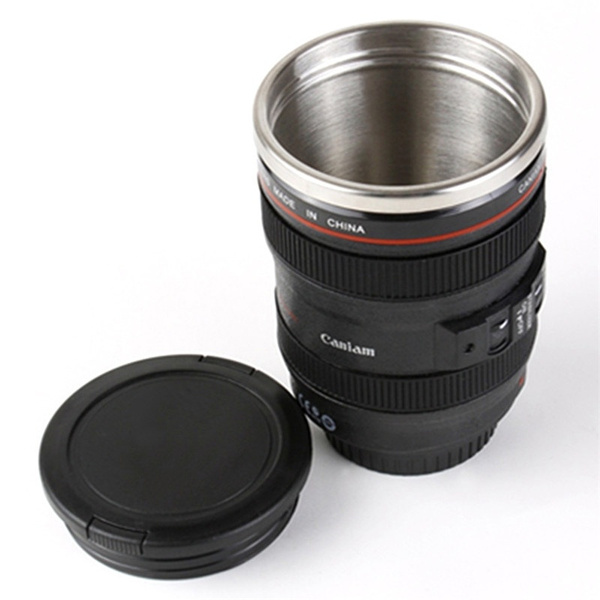 Camera Lens Coffee Mug Travel Insulated Coffee Flask Thermal Stainless Steel Cup