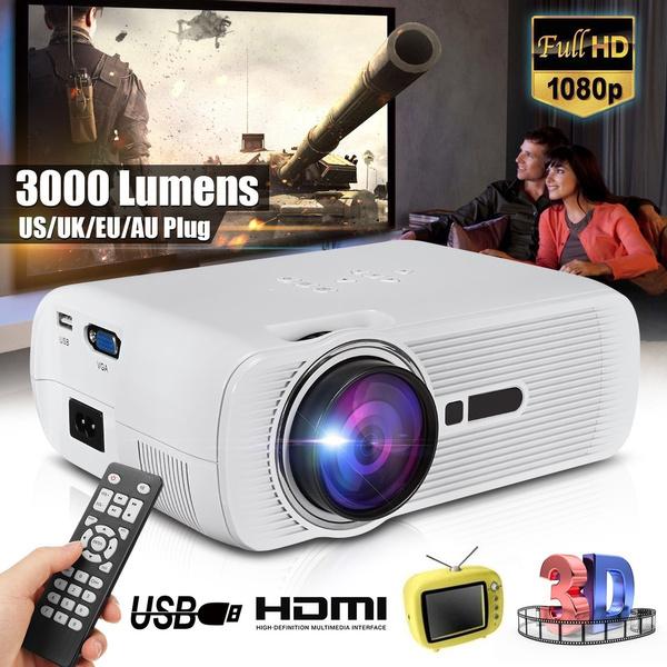 HD 1080P AV Multimedia HDMI Portable LED Projector Home Cinema For Smartphone GA