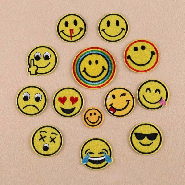 Pack of 12 Iron On Patches Embroidered emoji Sewing Fabric Crafts Accessories