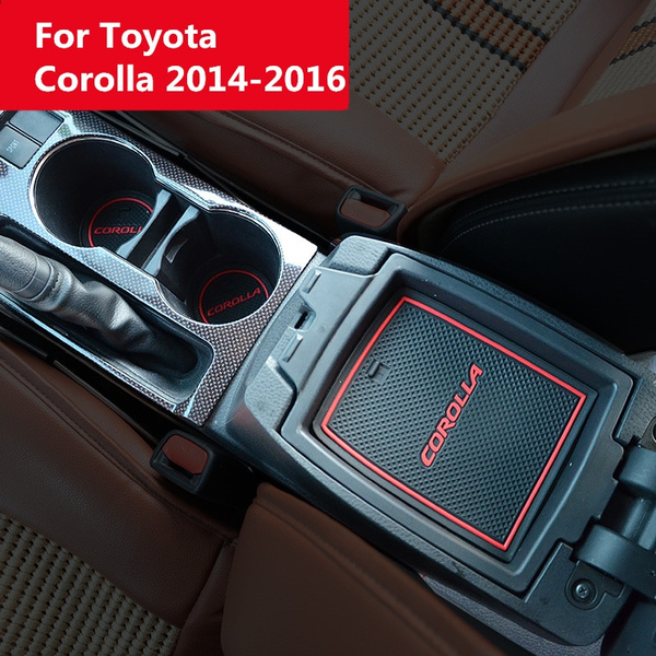 13pcs Auto Car Accessories Interior Door Rubber Non Slip Cup Mat Holder Gate Slot Pad For Toyota Corolla 2014 2016