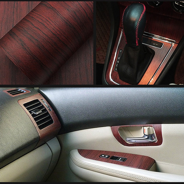 Senior Car Interior Sticker Red Padauk Texture Change Color Modified Vinyl
