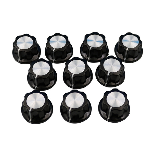 10Pcs Black 16mm Top Rotary Control Turning Potentiometer Knob For Hole Dia 6mm