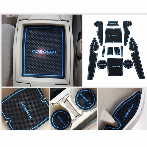 13pcs Latex Waterproof Interior Anti Slip Mats Gate Slot Pad Set Car Styling For Toyota Corolla 2013 2014 2015