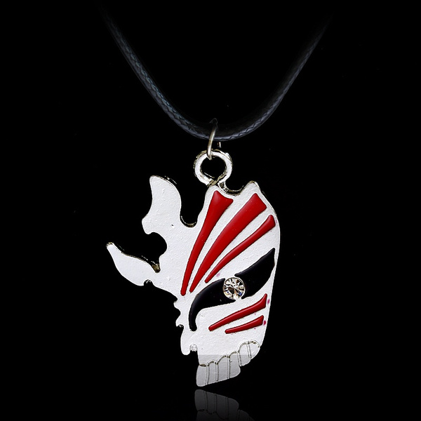 Anime Bleach Ichigo Half Face Hollow Mask Necklace Cosplay Pendant Gift