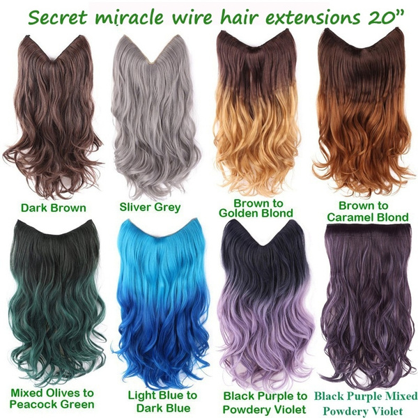 20 Ombre Dip Dye Secret Miracle Wire Hair Extensions Synthetic Curly Wave Hairpieces 1 Pcs