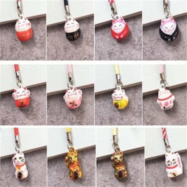 Maneki Neko Fortune Lucky Beckoning Cat Keyring Keychain Key Ring Chain Gift S \