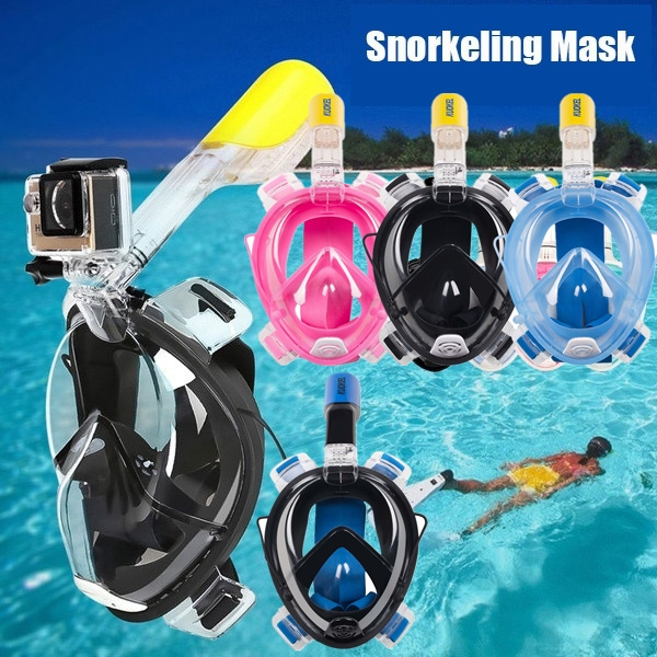 180° Full Face Snorkeling Snorkel Mask Diving Goggles W// Breather Pipe For GoPro