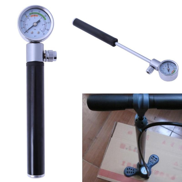 Bicycle Pump With Gauge High Pressure Meter Shock Bike Air Inflator Alloy