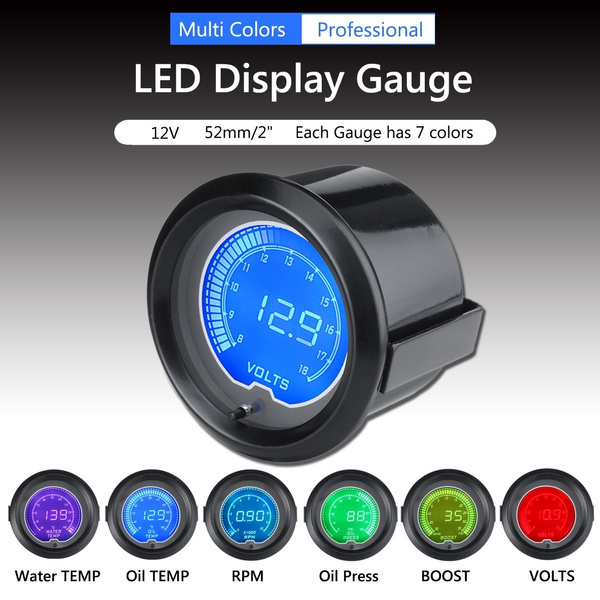 4 inches 7-Color LED Tachometer Gauge with Shift Light Carbon Look Housing 