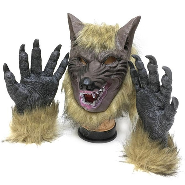 Party Discount Werewolf gloves with plush hair 