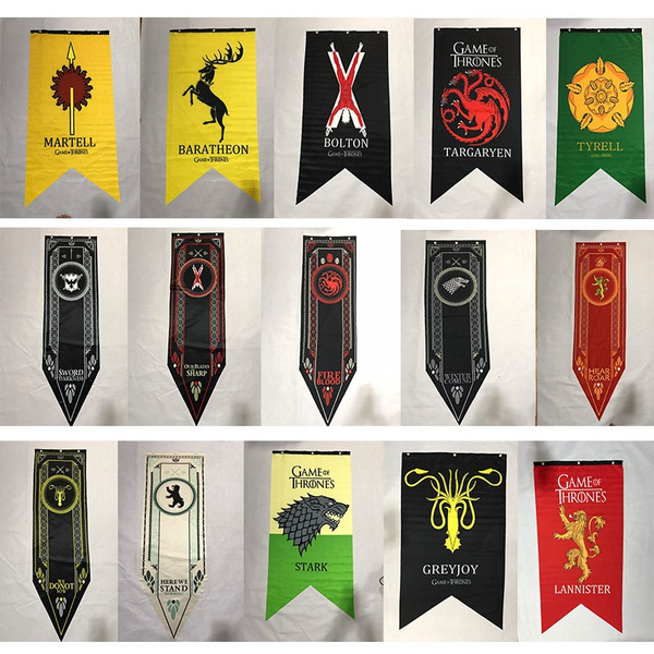 12x50m Small Flags Game Of Thrones House Targaryen Greyjoy