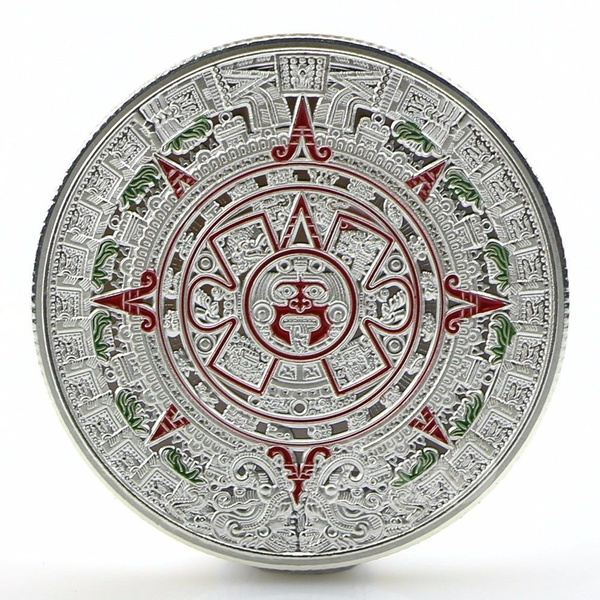 Gold Plated Mayan Aztec Prophecy Calendar Commemorative Coin Art Collection Gift