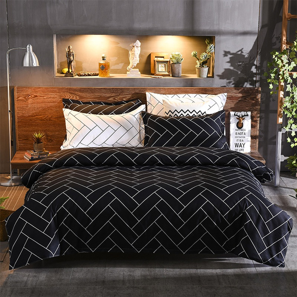 Classic Black And White Checkered Bed Pillowcases Duvet Cover Set