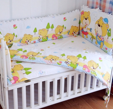 Newborn Baby Bedding Set 6pcs Cartoon Cot Bedding Set Crib Bumpers