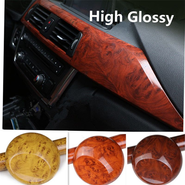 High Glossy Wood Grain Vinyl Sticker Decal Roll Car Interior Diy Film Wrap Self Adhesive Pvc Car Decoration