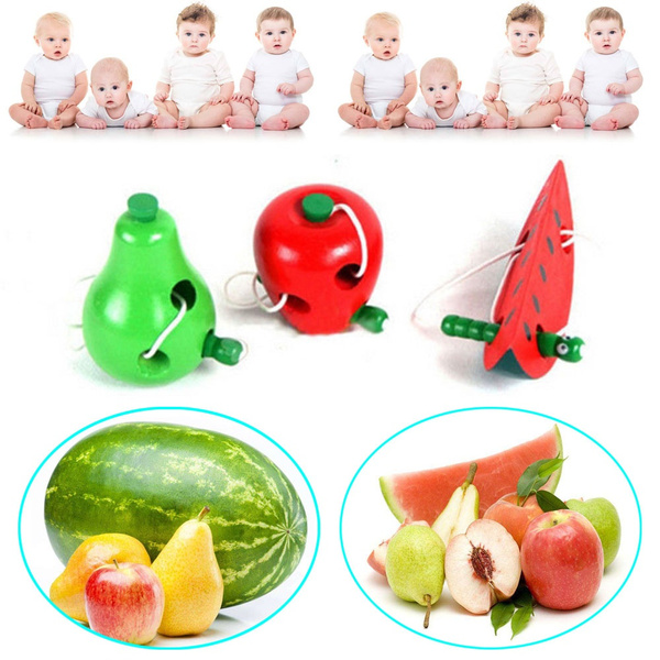 Intelligence Lacing Game Montessori Puzzle Threading Watermelon Wooden Toy