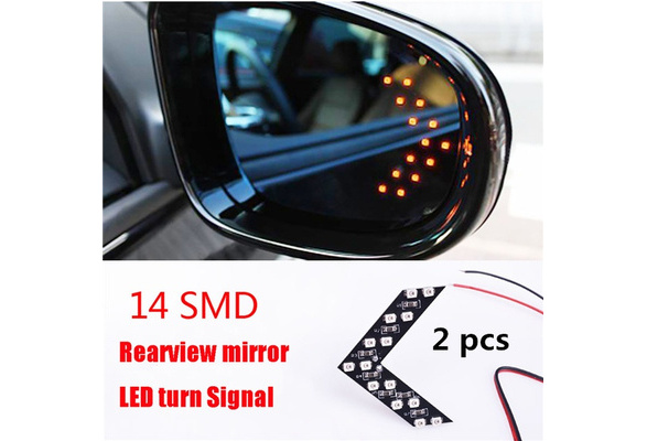1Pair Car 14-SMD LED Arrow Lights for Car Side Mirror Turn Signal Accessories