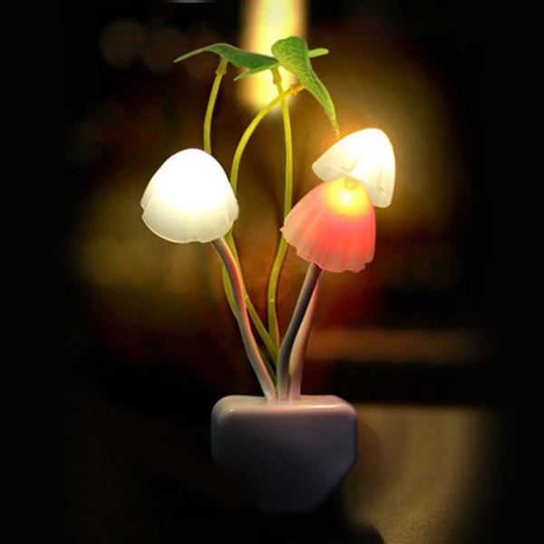 Sensor Plug-in Wall Lamp Home Illumination Mushroom Fungus Colorful Light for Kids Girls Romantic LED Night Light