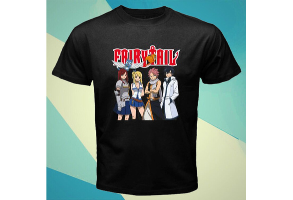 New Fairy Tail Natsu Gray Erza Guild Anime Manga Men/'s Black T-Shirt Size S-3XL