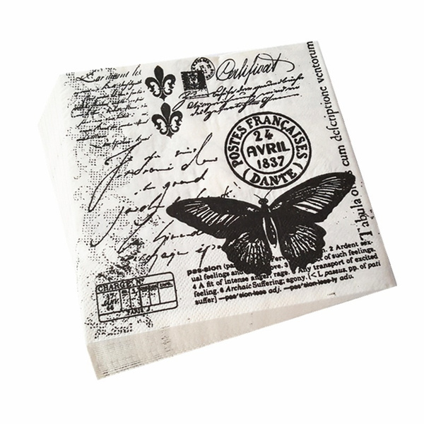 20pcs Black Butterfly Vintage Table Paper Napkins Wedding Birthday Party Decorvb