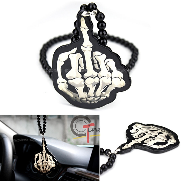 Mad Bone Middle Finger Rearview Mirror Hanging Charm Dangling Pendant Ornament