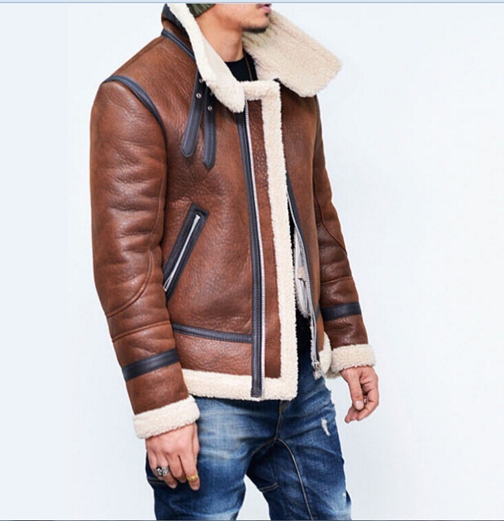 NEW Fashion Men Winter Tops Long Sleeve Fur Lapel Collar Belt Faux ...