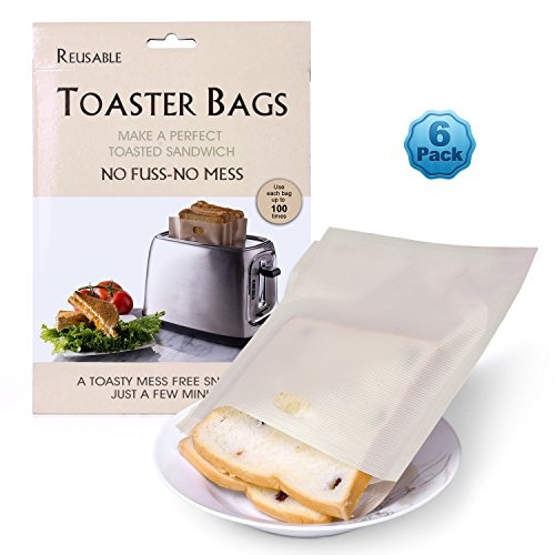 4 or 6 Toastie Sandwich Toast Bags Pockets 2 Reusable Toaster Bags