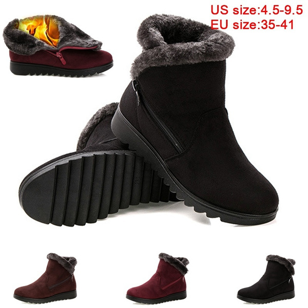 Ankle Boots Women Rain Warm Fur 