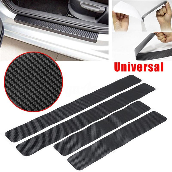 4PCS Car Accessories Door Sill Scuff Welcome Pedal Protect Carbon Fiber Stickers