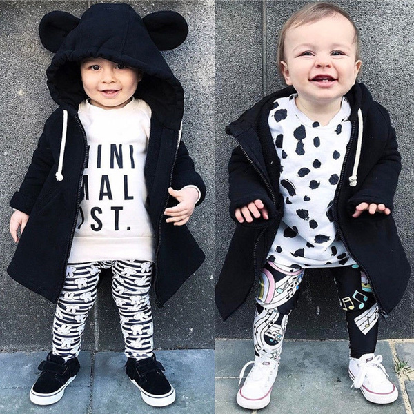 Cute Kids Baby Boy Hooded 3D Bear Jacket Warm Winter Coat Outerwear Clothes