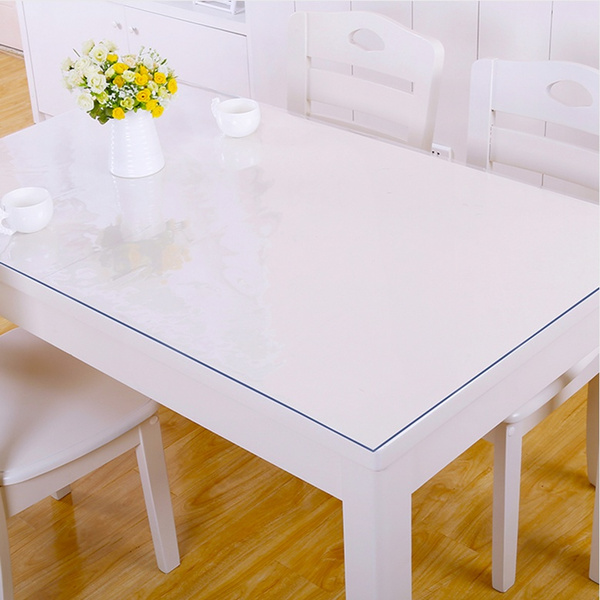 PVC Wipe Clean Transparent Tablecloth Mat Glass Effect Table Protection