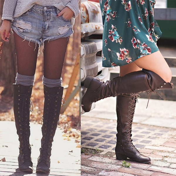 Girls Fashion Tall Boots Women Leather 