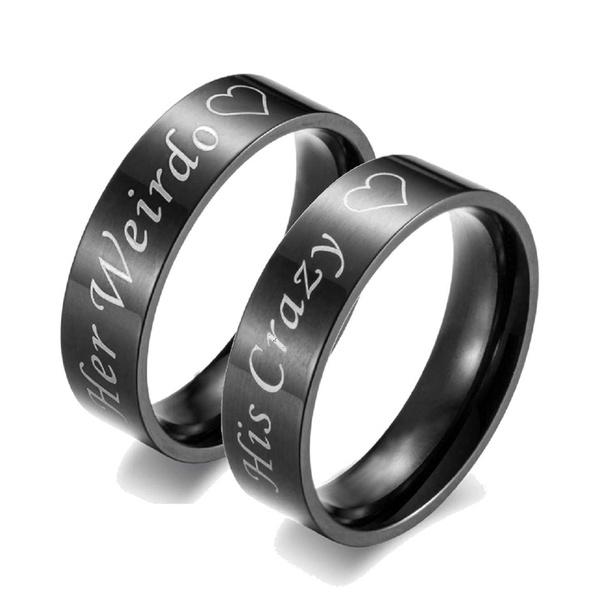 Couple Ring Wedding Engagement Band  His Crazy Her Weirdo Anniversary Gifts