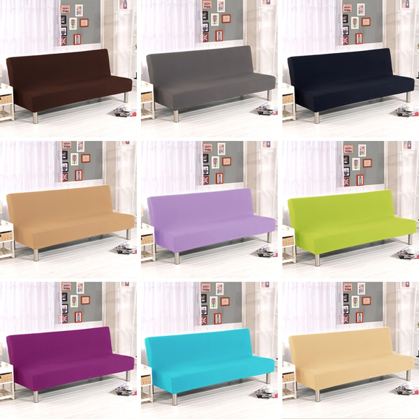Sofa Bed Cover Futon Slipcover Solid Folding Elastic Armless Couch Protector