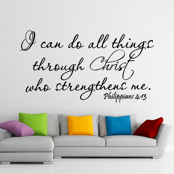I Can Do All Things Through Christ Bible Quote PVC God Wall Stickers Decal SALE