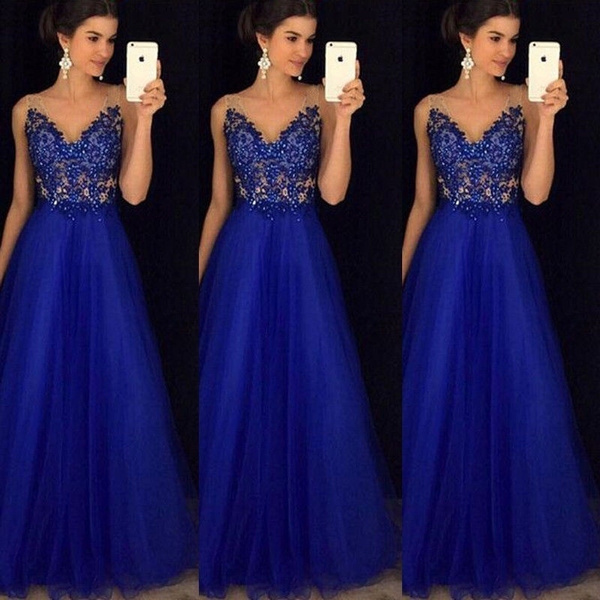 Women Long Ball Gown Party Prom Cocktail Wedding Bridesmaid Formal Evening Dress