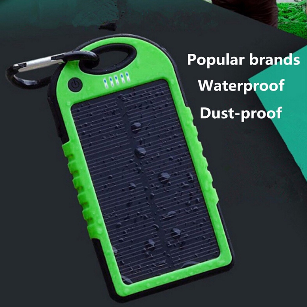 A Plastic Shell Outdoor Travel Dual USB Solar Mobile Phone Power Bank Case Charger DIY Kit with LED Light