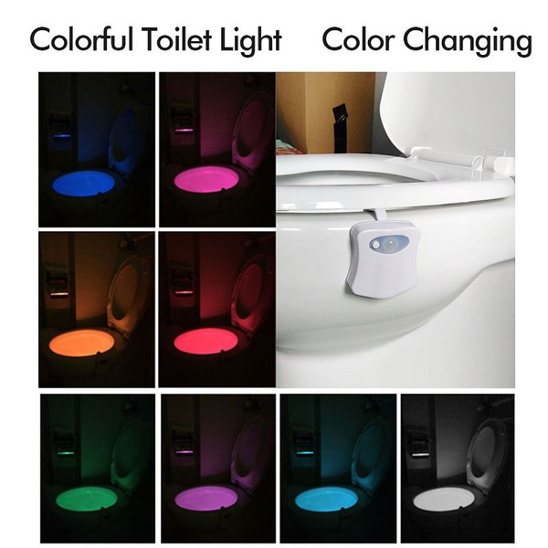 LED Sensor Motion Activated Bathroom Night Light Toilet Seat Bowl Battery Glow