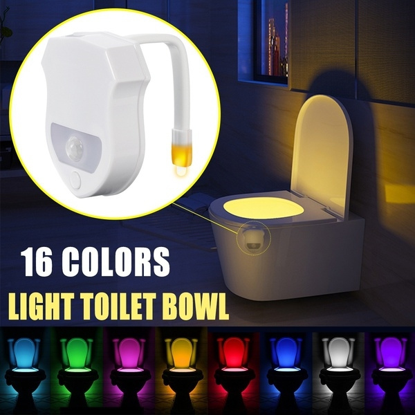 LED Sensor Motion Activated Bathroom Night Light Toilet Seat Bowl Battery Glow