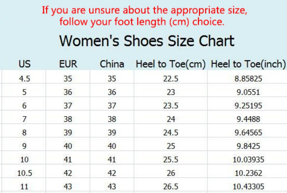 Skechers Shoe Size Chart In Inches