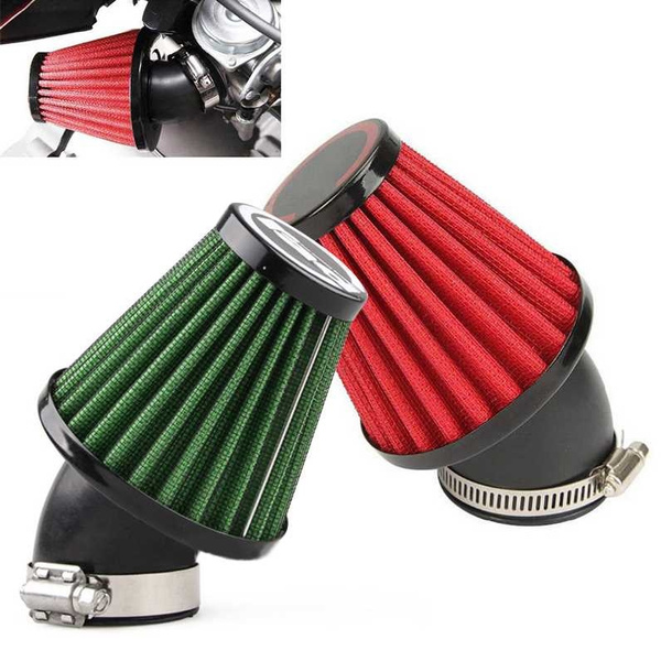 48MM Red Dual Layer Stainless Steel Mesh Motorcycle 45° Bend Air Intake Filter