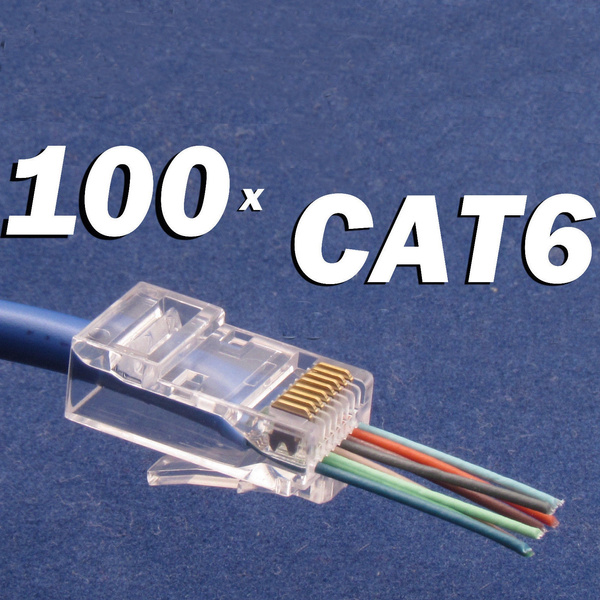 100pcs EZ RJ45 Pass Through Modular Plug Network Cable Connector End 8P8C CAT6