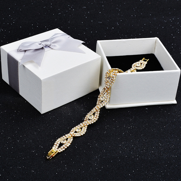 Ladies Silver Crystal Rhinestone Bangle Bracelet Birthday Gift Jewelry Diamond