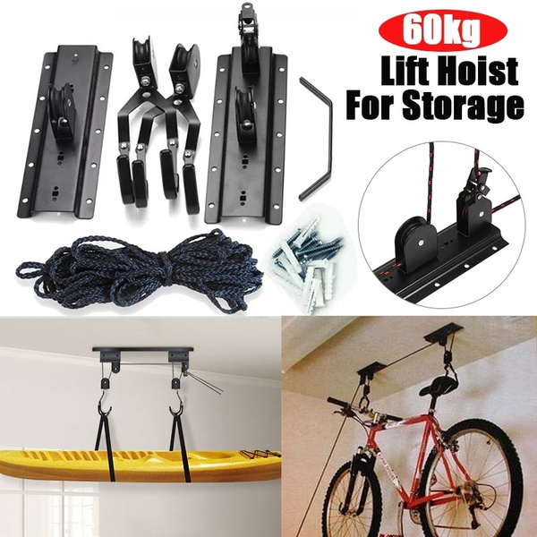 Kayak Hoist Bike Lift Pulley System Garage Ceiling Storage Rack