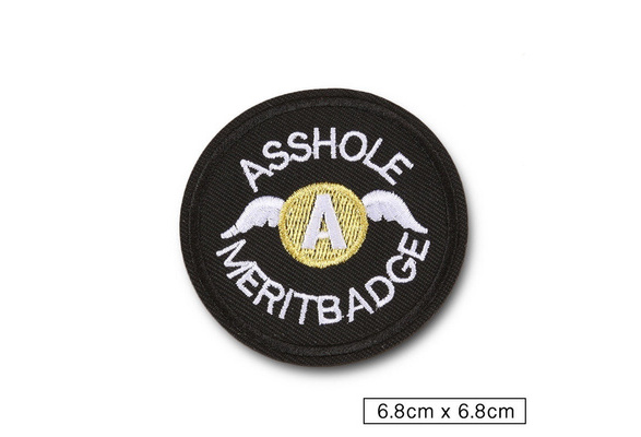 Ass Hole Merit Badge  Embroidered Motif Applique Badge Wings Sew On Round Patch