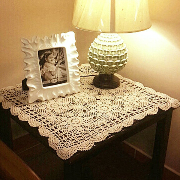 Yazi Tablecloths Crochet Square Table Cover Lace Table Covering